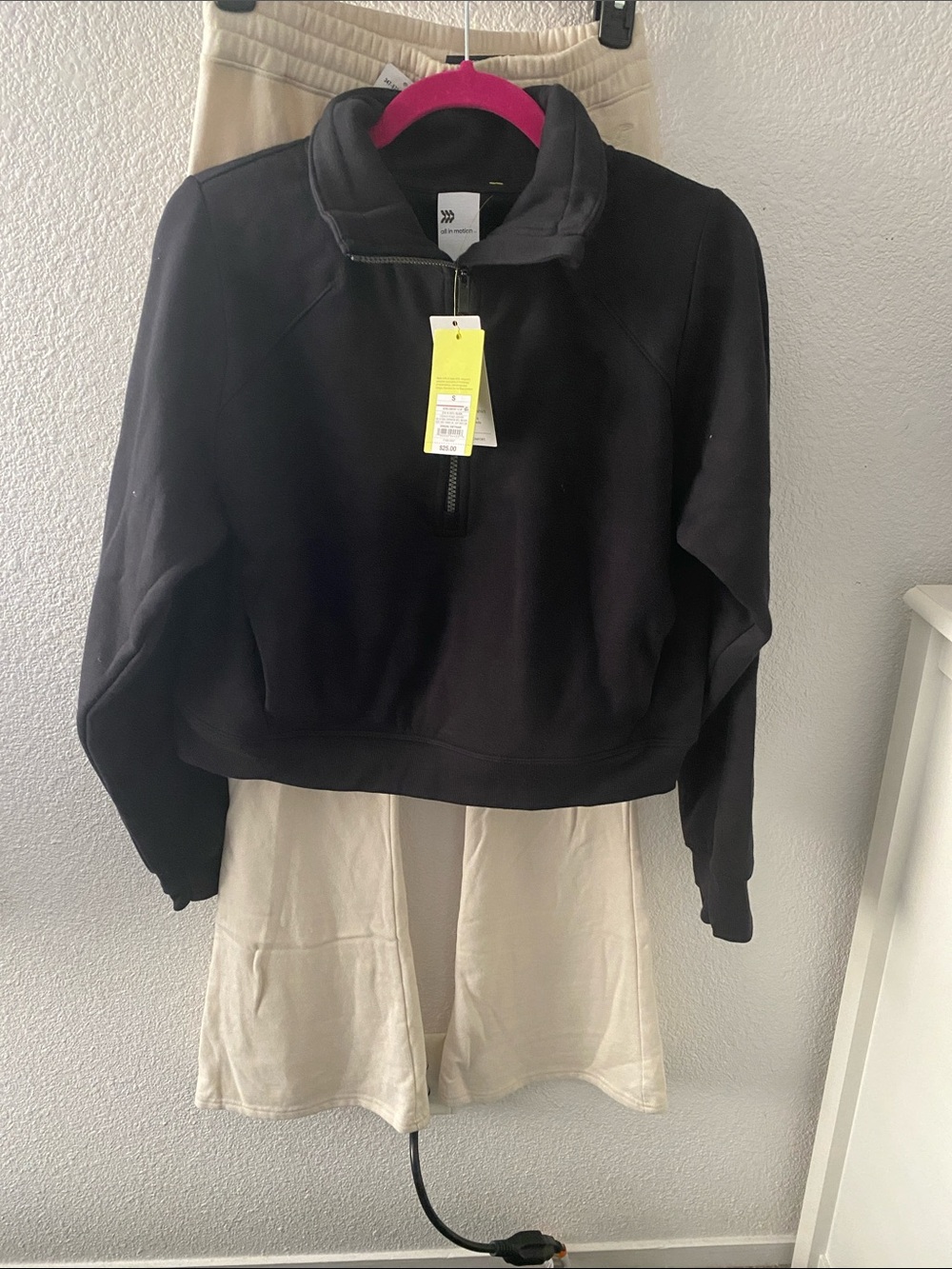 all in motion Black Cropped Half-Zip Pullover